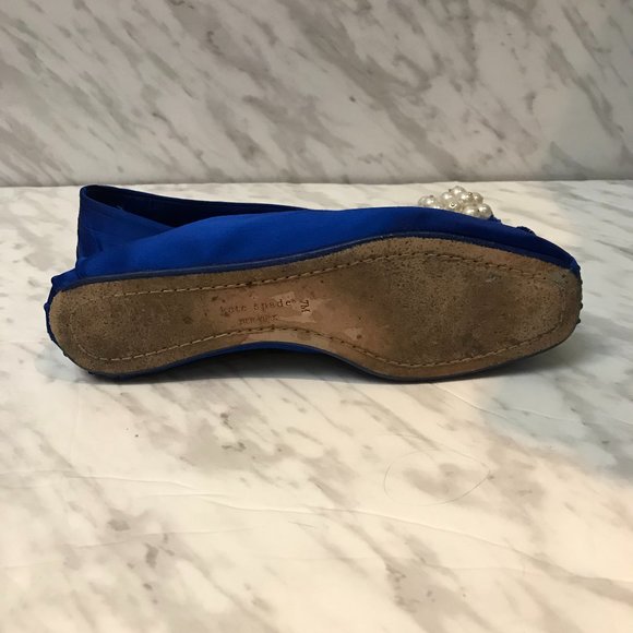Kate Spade Fanna Satin Ballet Flats Blue Size 7 - Picture 5 of 7